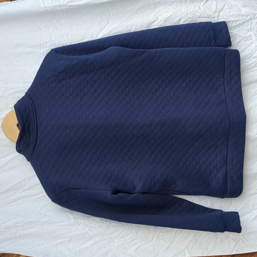 Lands' End sweater quarter zip quilted pullover navy blue large - Picture 5 of 6